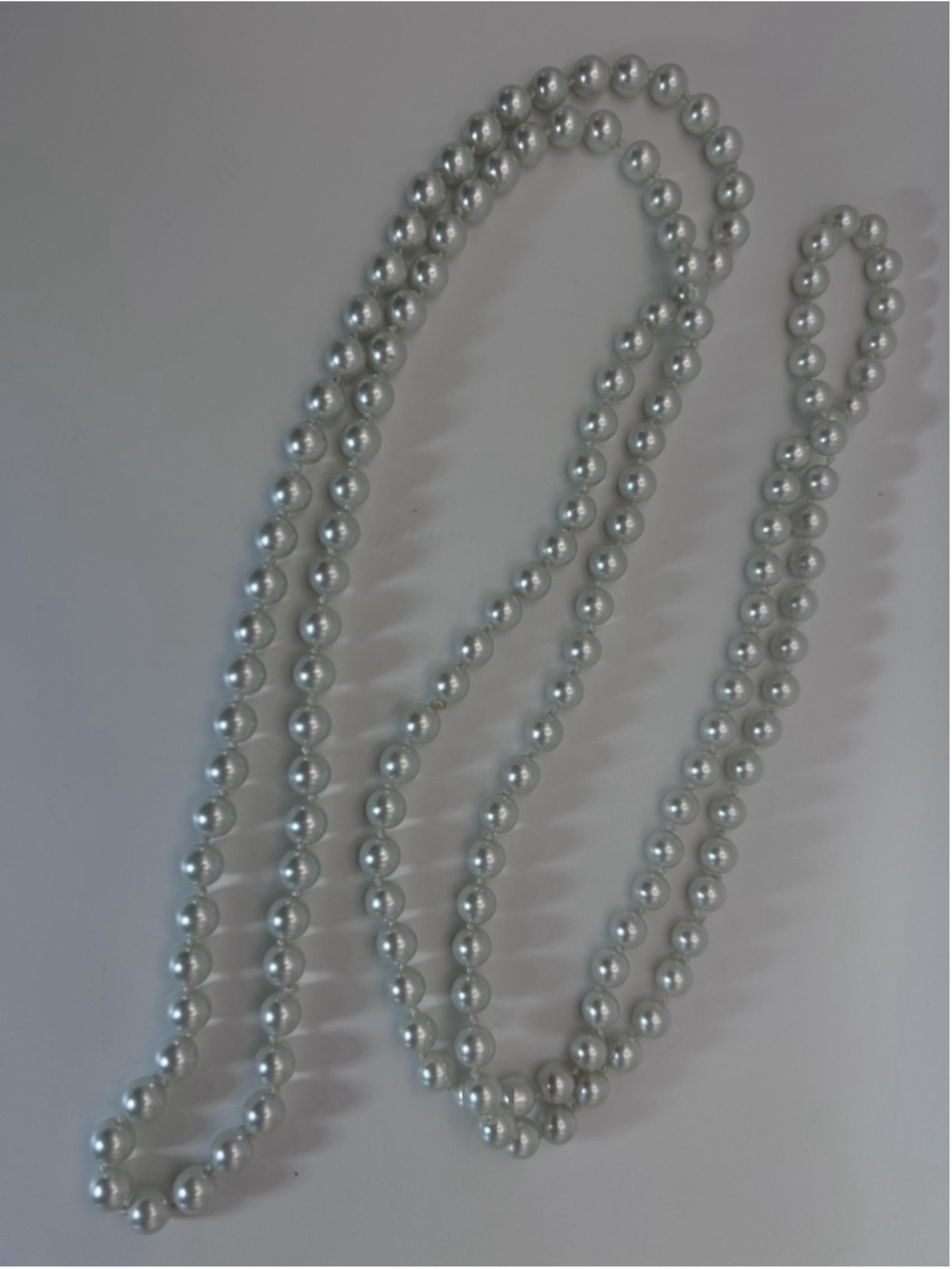 Necklace‎ White Imitation Pearl Beaded Endless Strand Classic Layering Womens - Picture 5 of 6
